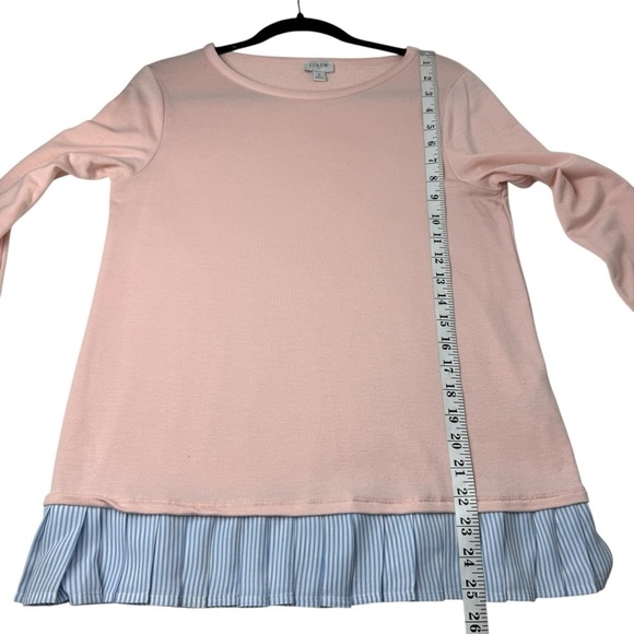 J. Crew Pink Tunic Modal Sweater Preppy SZ S Easter Blue Stripe Shirt Trim Women - Picture 4 of 6